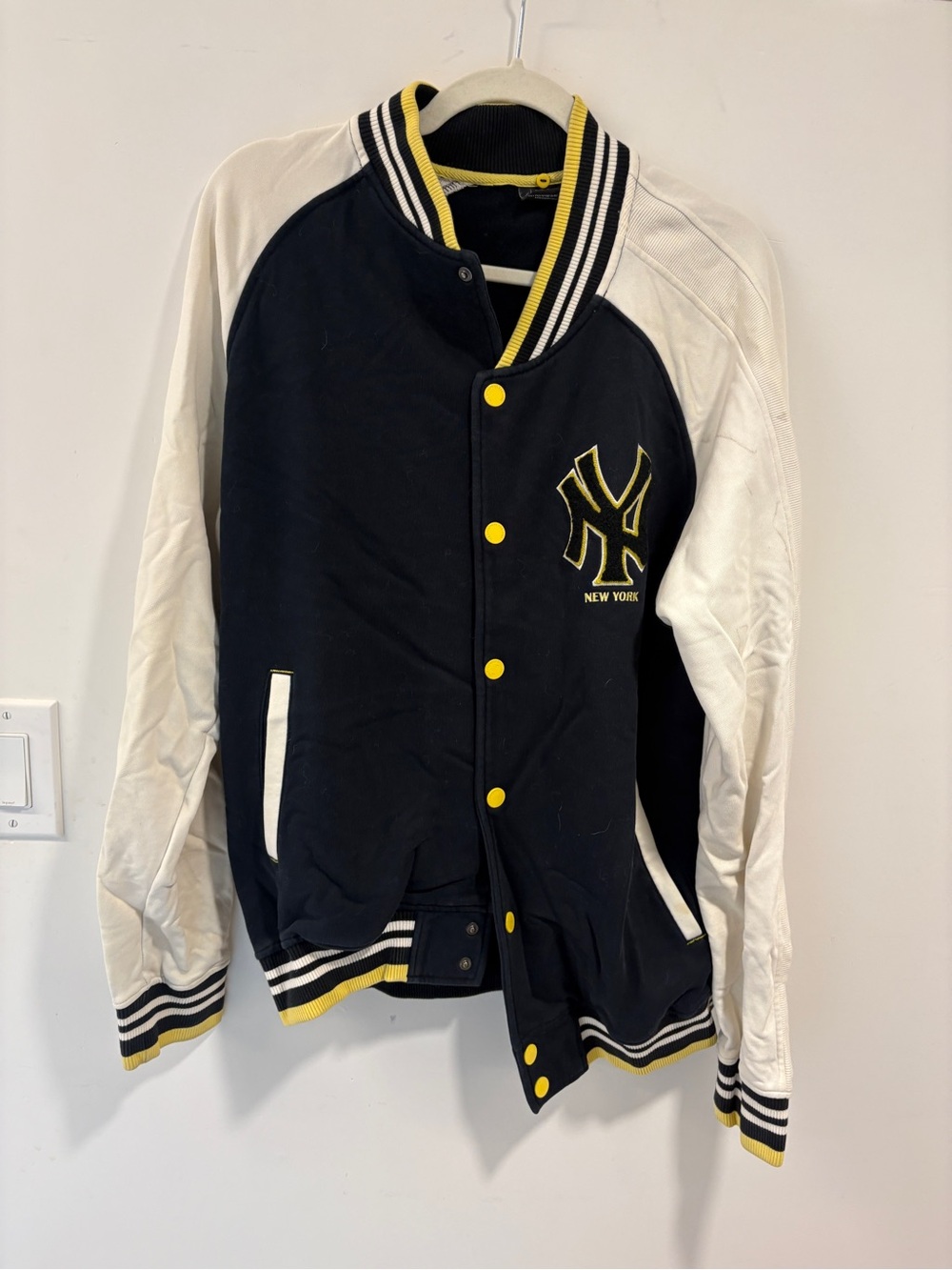 MLB New York Navy, White & Yellow Varsity Bomber Jacket
